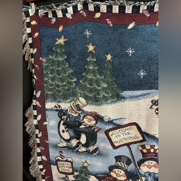 Sandy Gore Evans Penguins Promenade Tapestry Throw Christmas Blanket - Picture 2 of 6